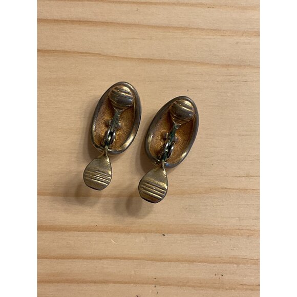 Vintage Monet Oval C-Hoop Clip-On Earrings Retro Silver Tone Statement Jewelry - Picture 4 of 5